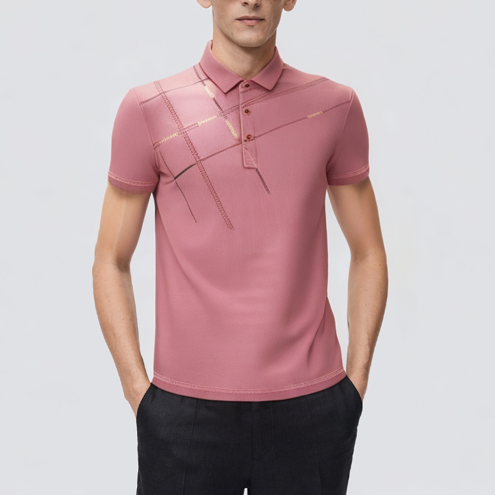 Pink business all-match men's polo shirt