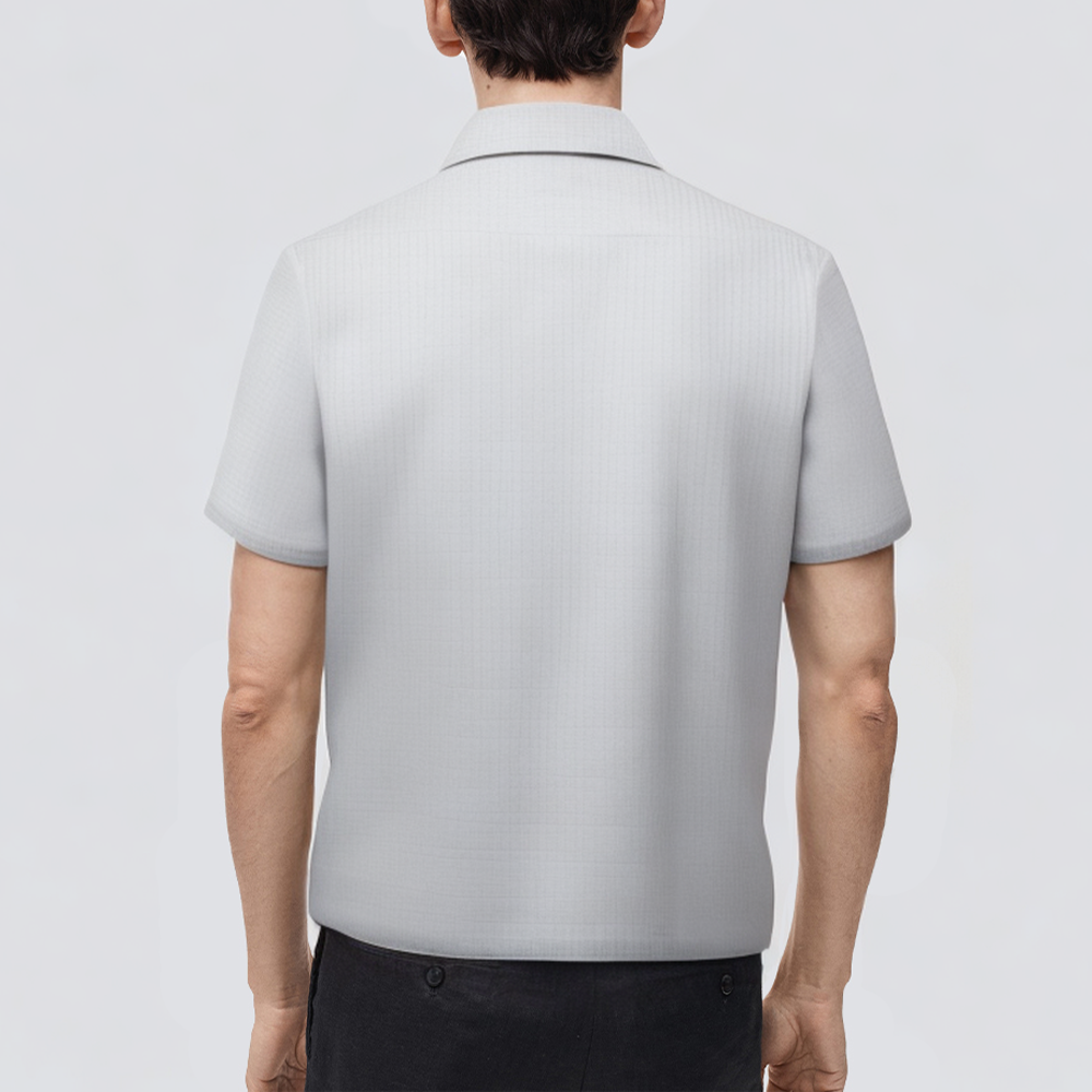 Solid color check breathable men's polo shirt