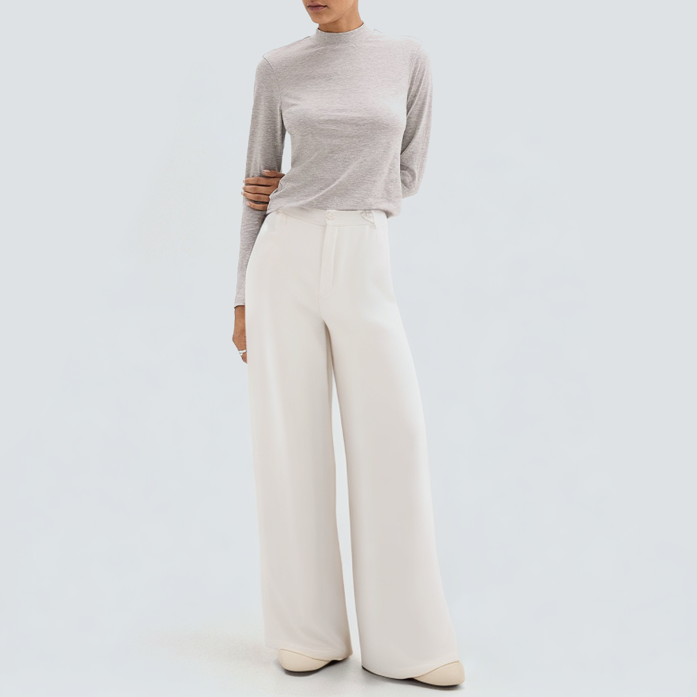 Casual straight white women's trousers