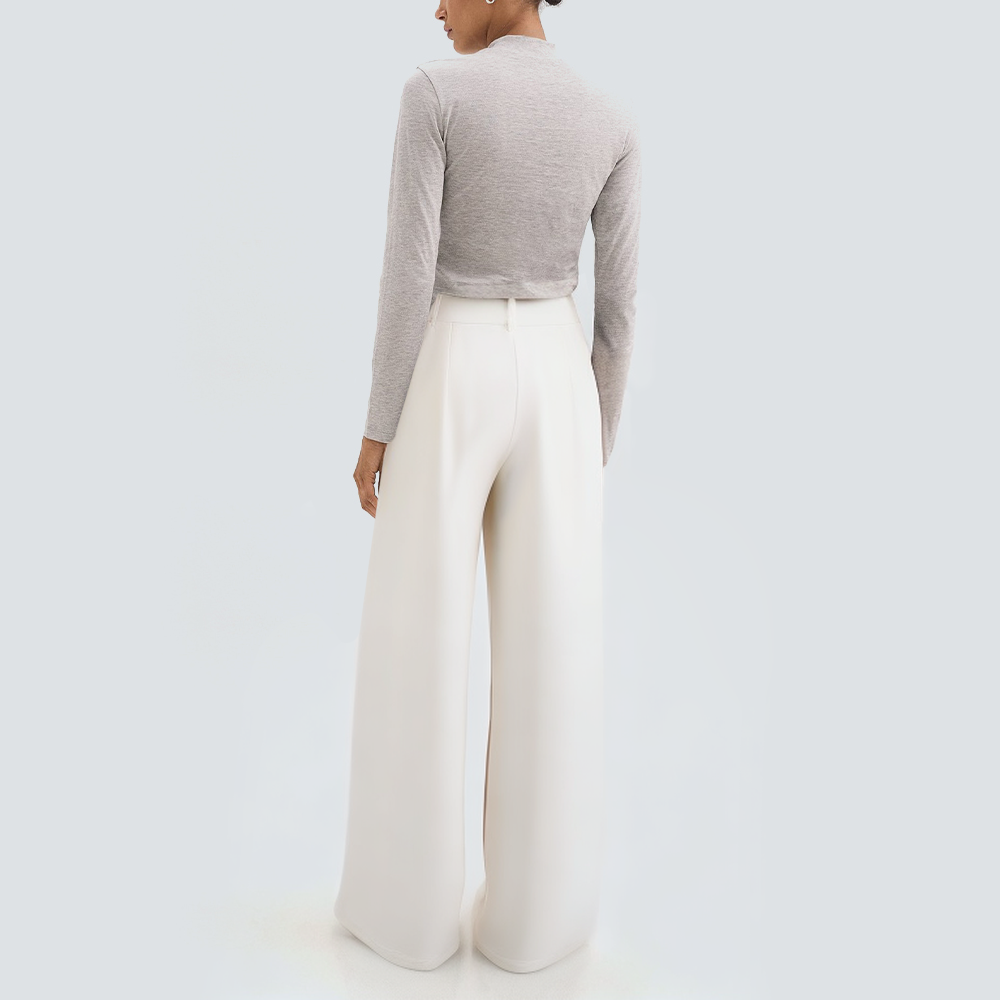 Casual straight white women's trousers
