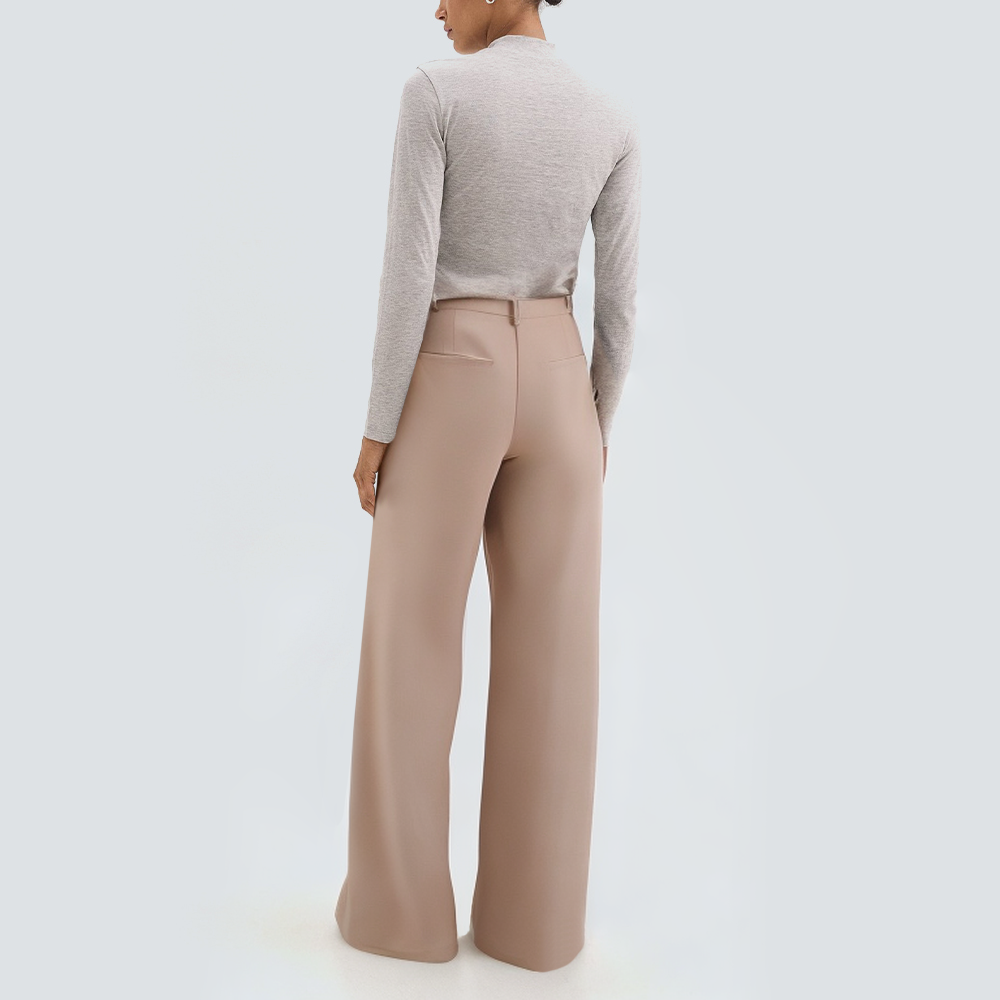 Wide-legged casual pink women's trousers
