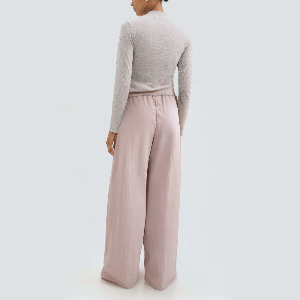 Casual loose pink elastic waist women's trousers