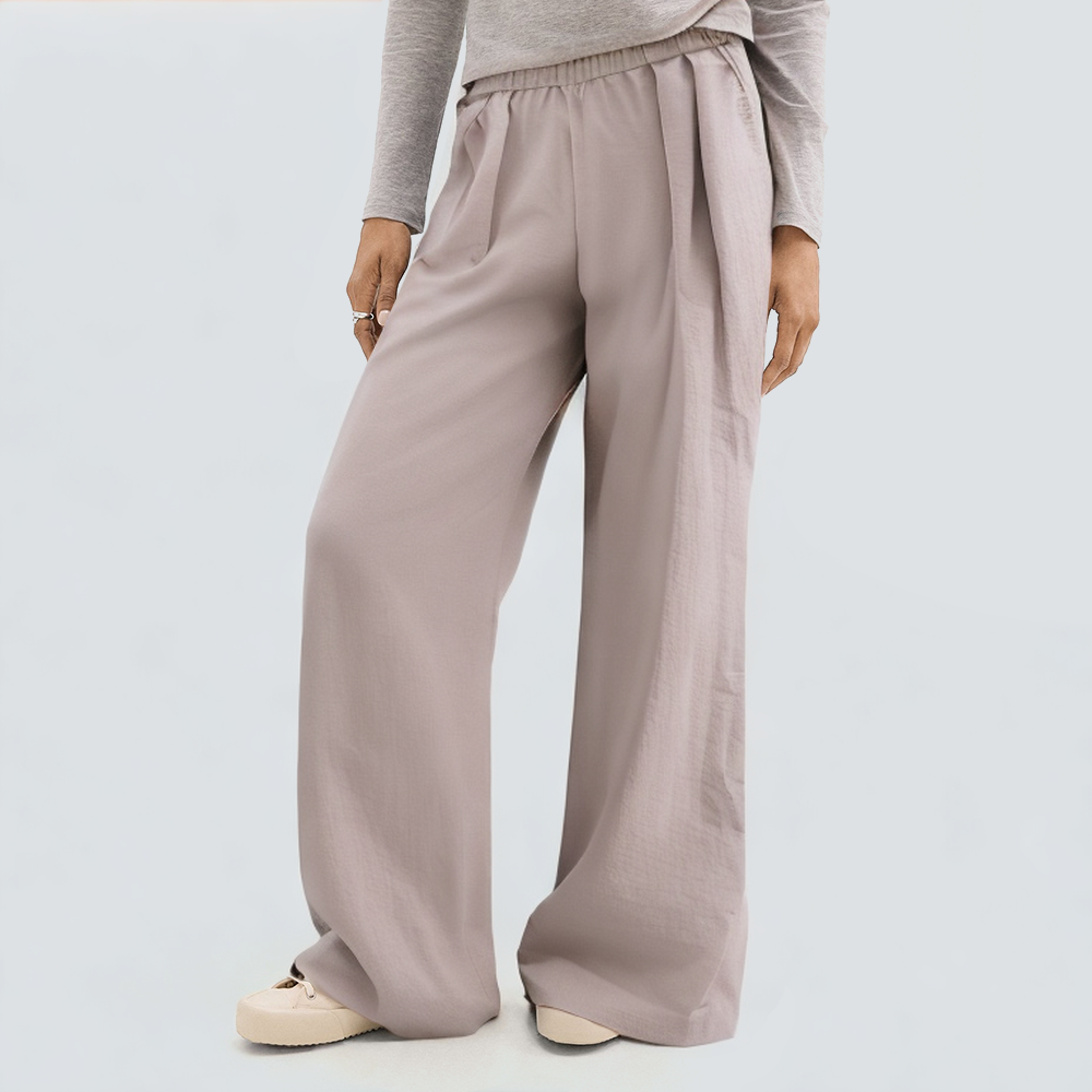 Casual loose pink elastic waist women's trousers