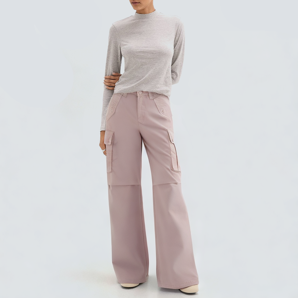 Fashion pink loose women's cargo trousers