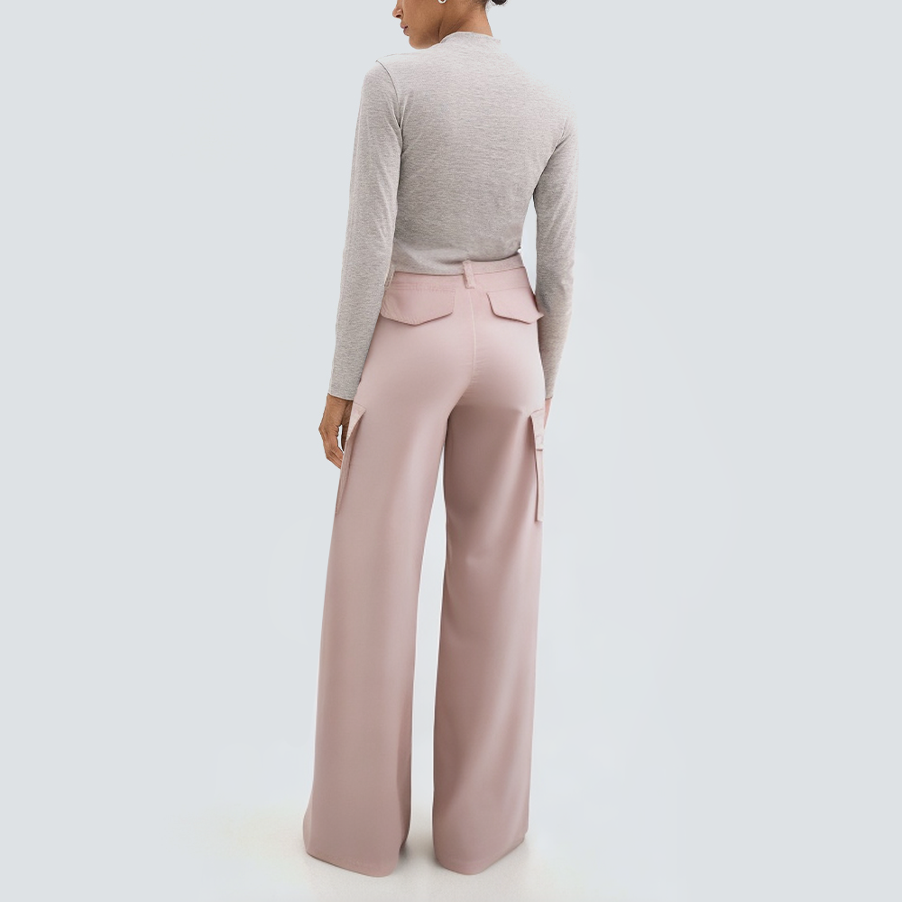 Fashion pink loose women's cargo trousers