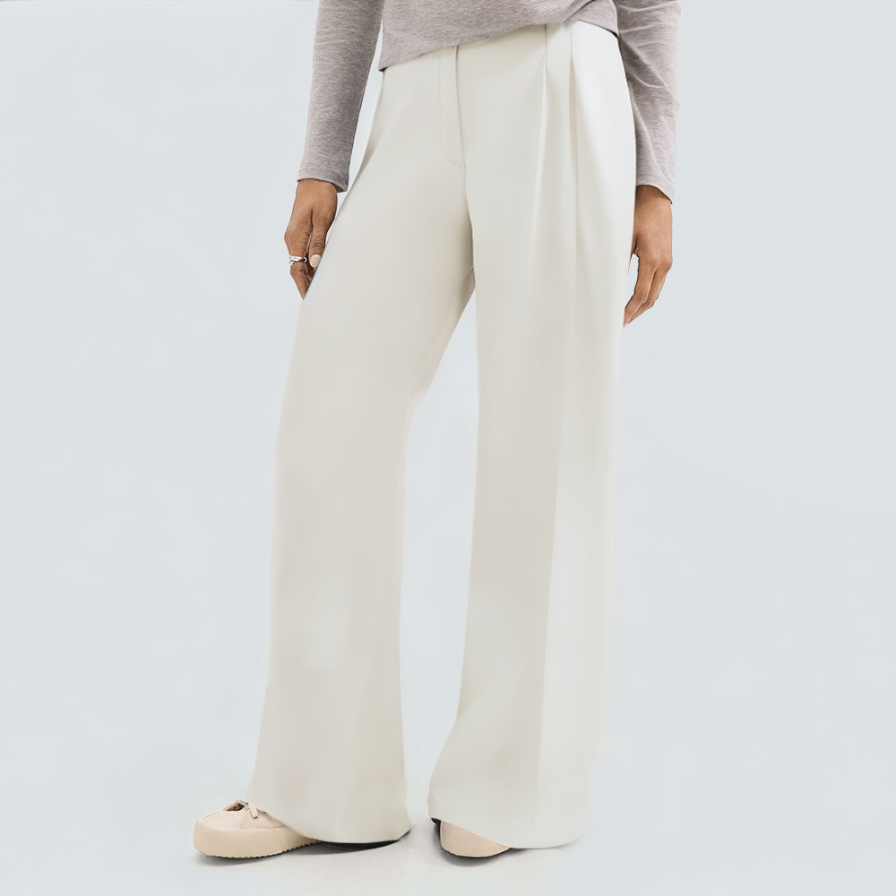 White casual straight loose women's trousers