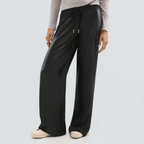 Black stylish pleated ladies leather trousers