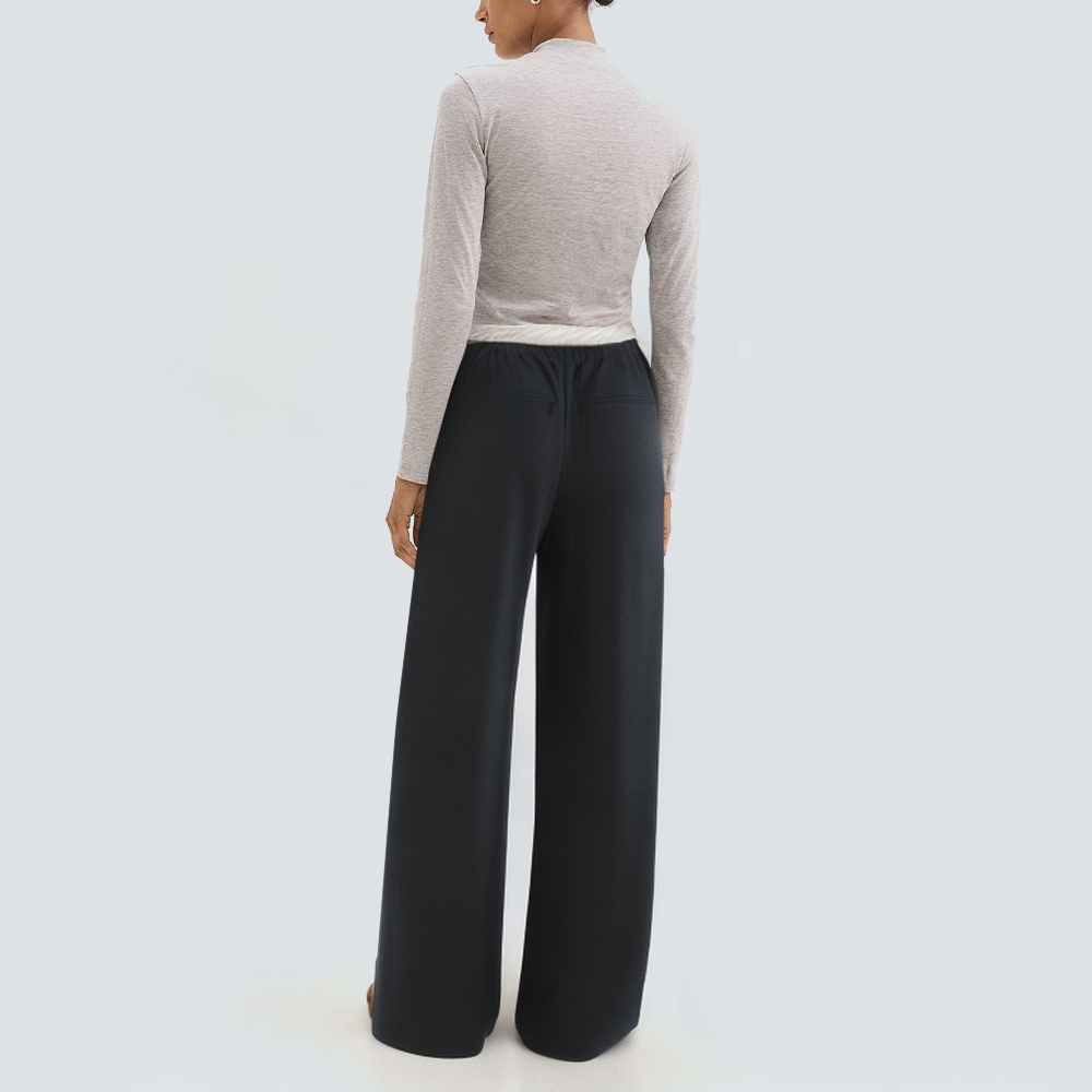 Striped print drawstring waist women's trousers