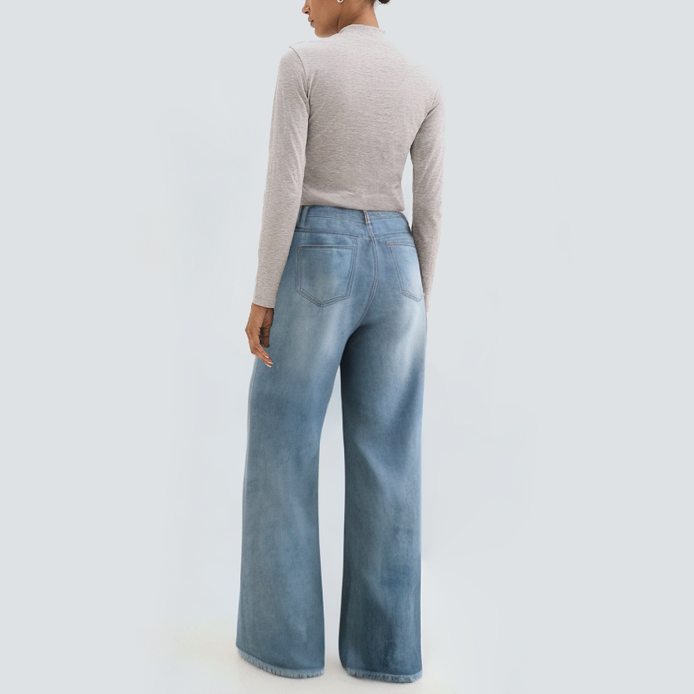 Washed ripped fashion women's denim trousers