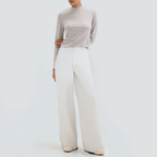White wide-leg high-waist women's trousers