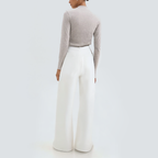 White wide-leg high-waist women's trousers