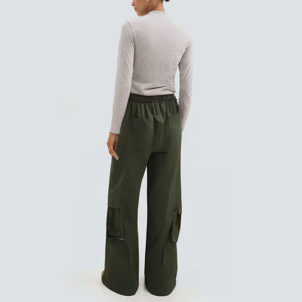 Green side pocket casual women's cargo trousers