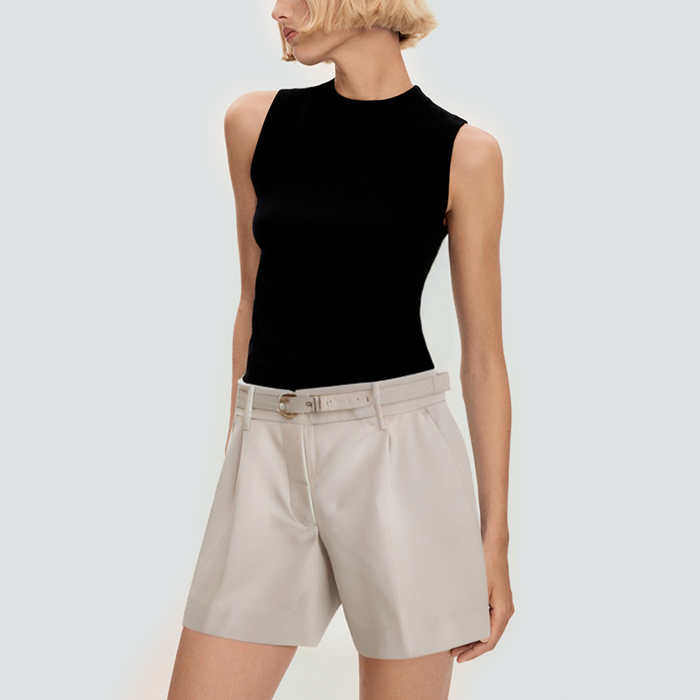 Light brown casual simple women's shorts