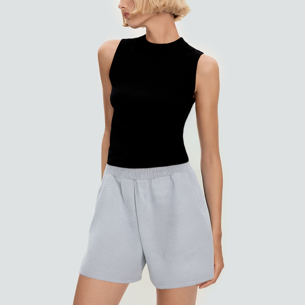 Casual elastic waist women's sports shorts