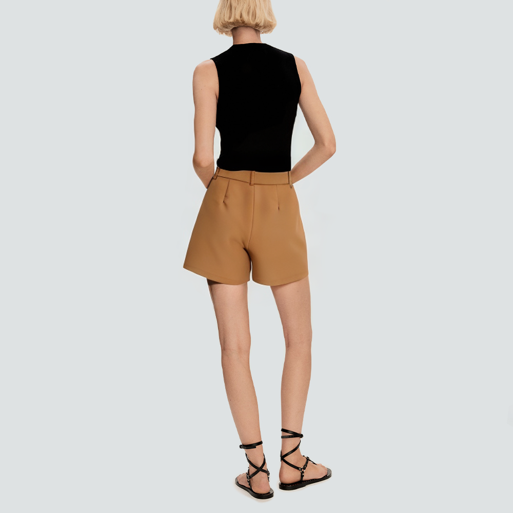 New khaki high waisted casual women's shorts