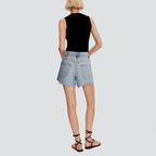 Blue beaded ripped women's denim shorts